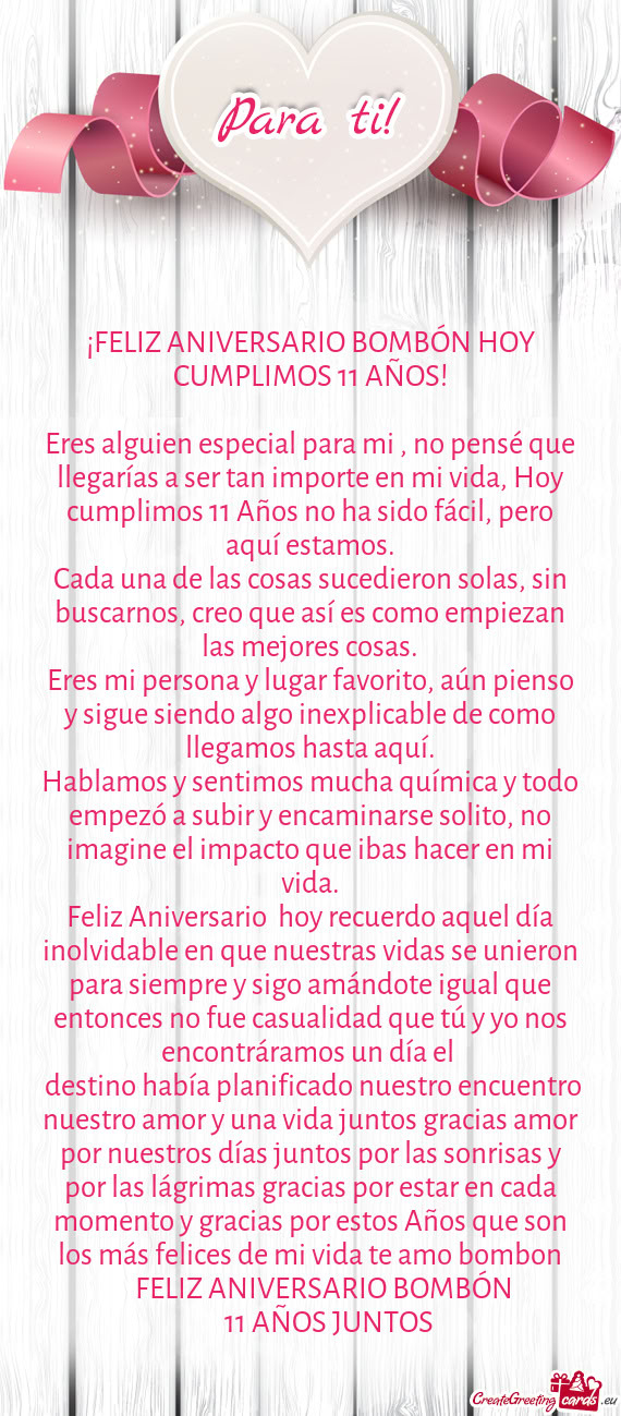 ¡FELIZ ANIVERSARIO BOMBÓN HOY CUMPLIMOS 11 AÑOS