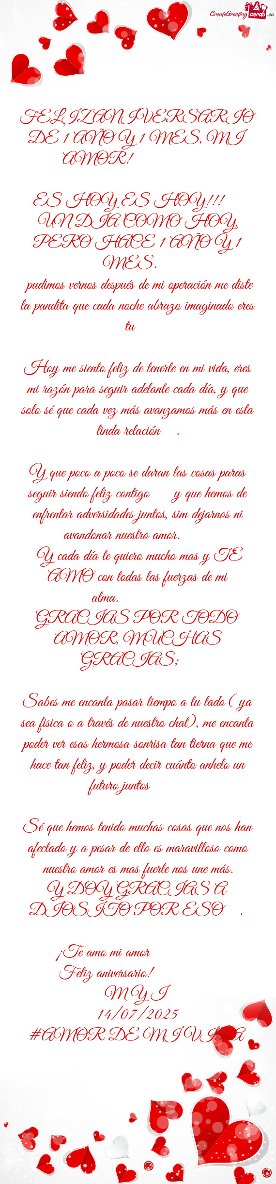 FELIZ ANIVERSARIO DE 1 AÑO Y 1 MES, MI AMOR!🥰🫂😘❤️
