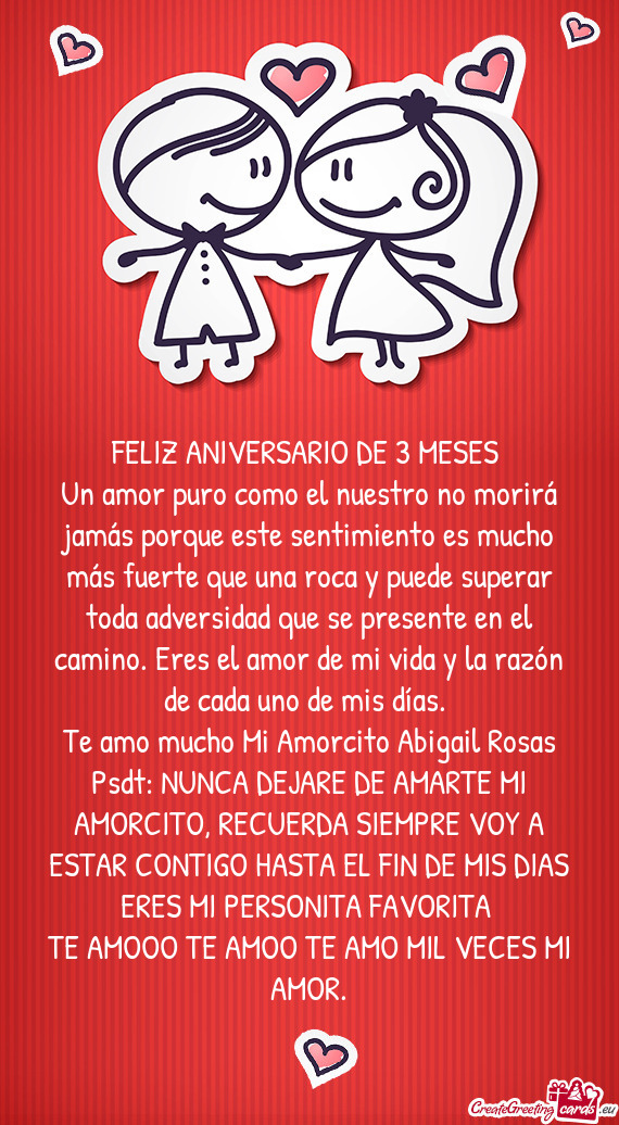FELIZ ANIVERSARIO DE 3 MESES