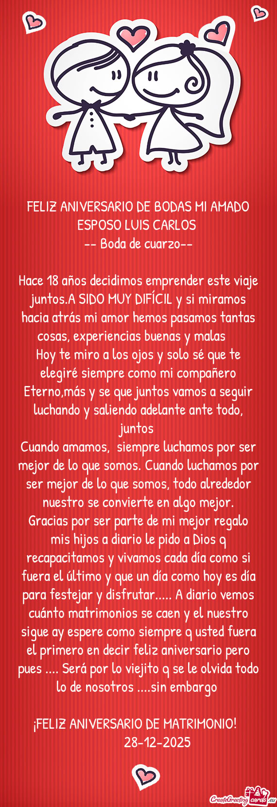 FELIZ ANIVERSARIO DE BODAS MI AMADO ESPOSO LUIS CARLOS
