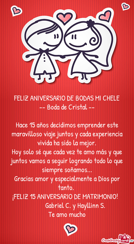 FELIZ ANIVERSARIO DE BODAS MI CHELE