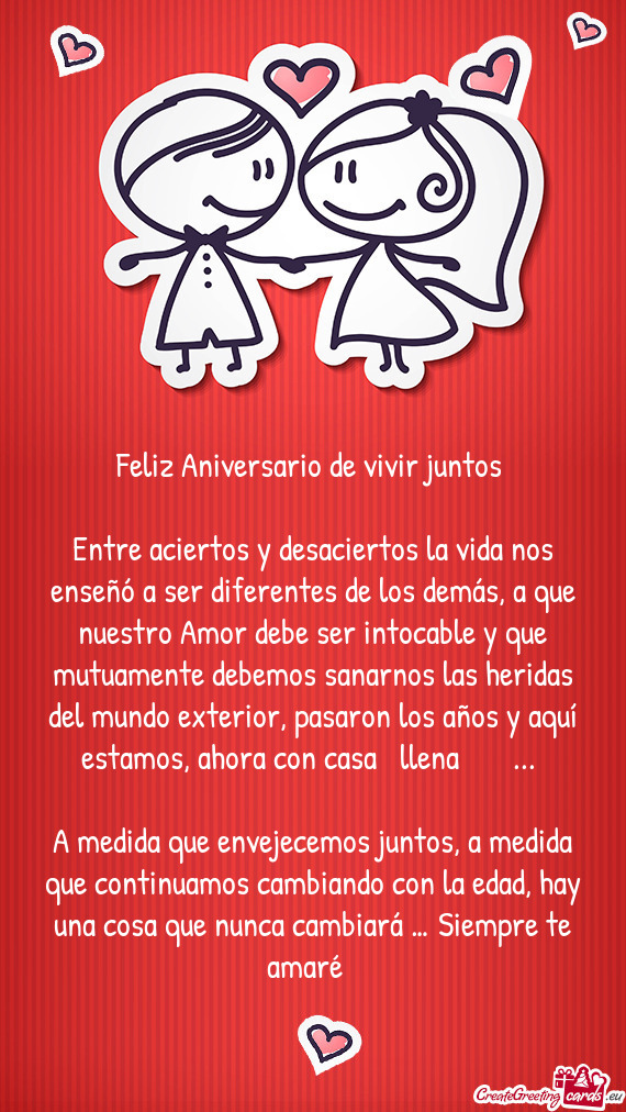 Feliz Aniversario de vivir juntos