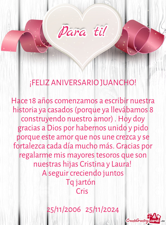 ¡FELIZ ANIVERSARIO JUANCHO