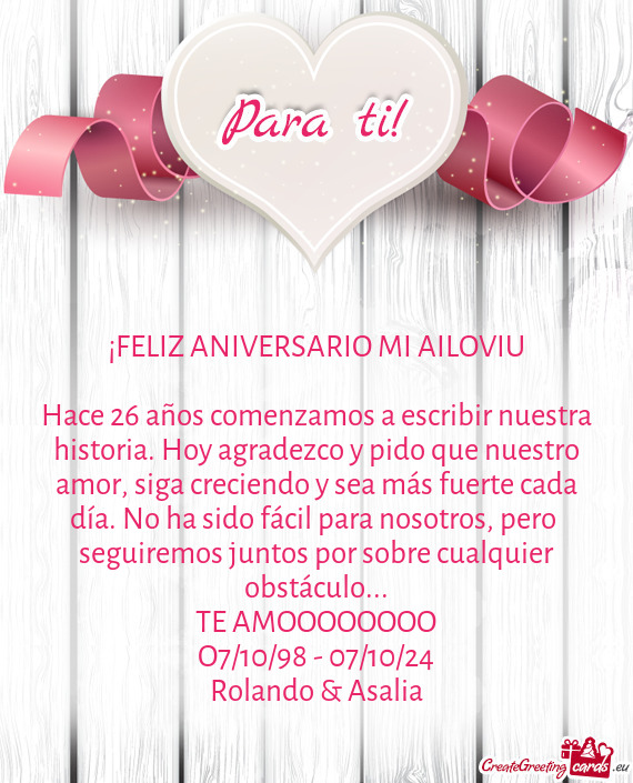 ¡FELIZ ANIVERSARIO MI AILOVIU