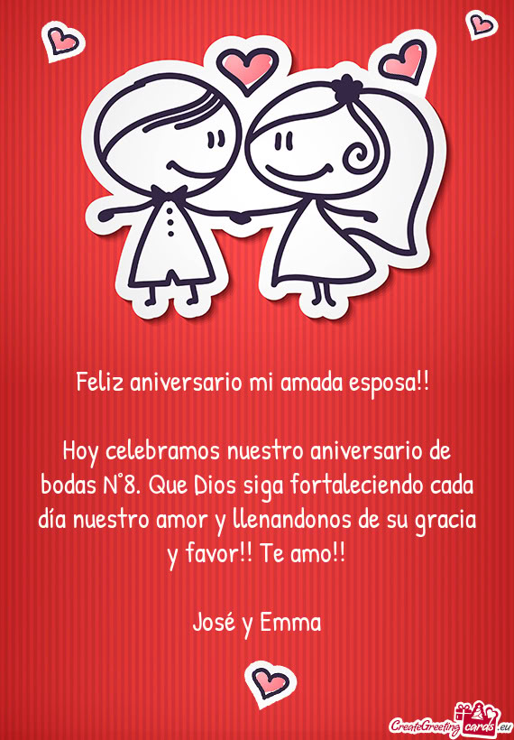 Feliz aniversario mi amada esposa