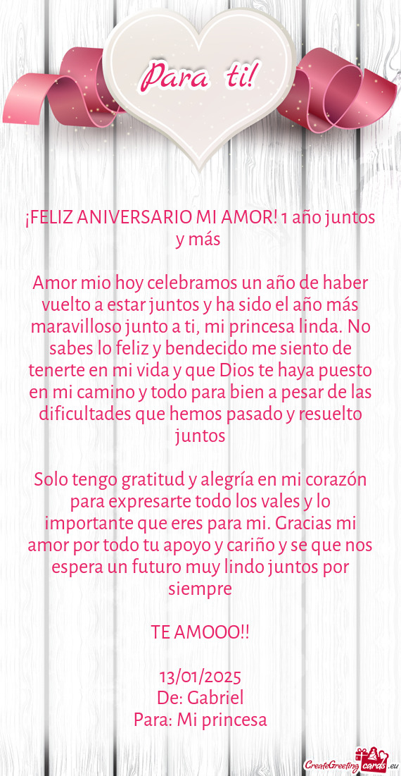 ¡FELIZ ANIVERSARIO MI AMOR! 1 año juntos y más