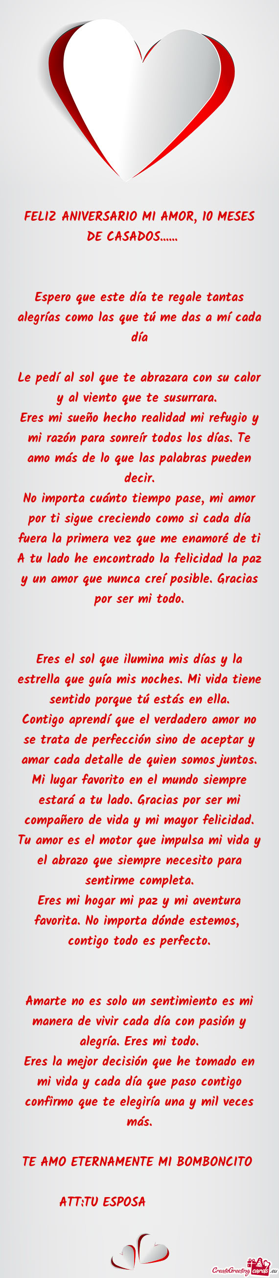 FELIZ ANIVERSARIO MI AMOR, 10 MESES DE CASADOS...... 💕