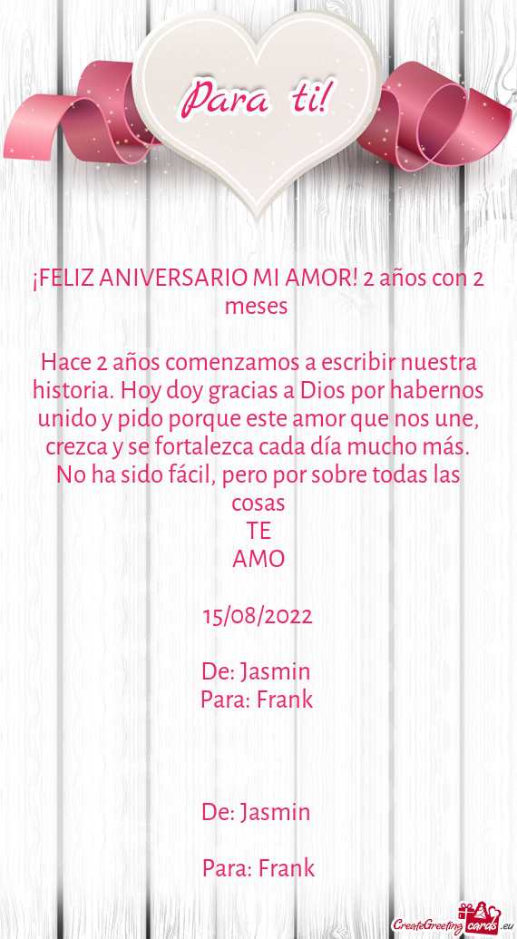 ¡FELIZ ANIVERSARIO MI AMOR! 2 años con 2 meses