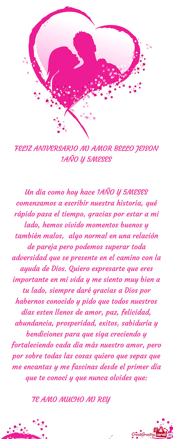 FELIZ ANIVERSARIO MI AMOR BELLO JEISON 1AÑO Y 5MESES