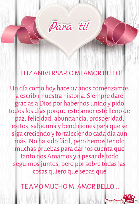 FELIZ ANIVERSARIO MI AMOR BELLO