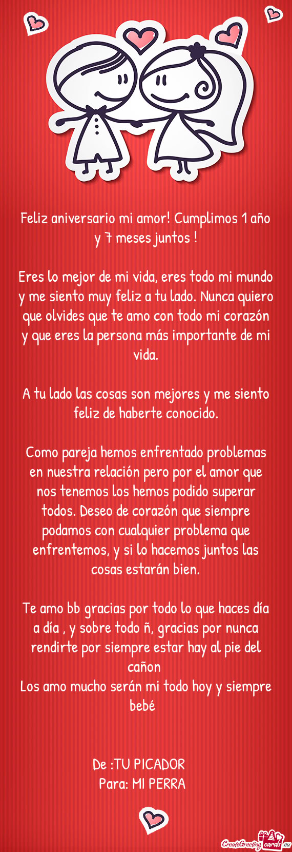 Feliz aniversario mi amor! Cumplimos 1 año y 7 meses juntos