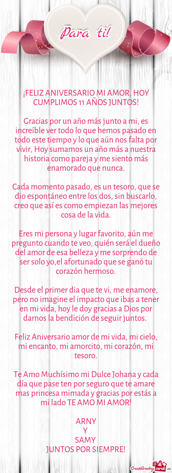 ¡FELIZ ANIVERSARIO MI AMOR, HOY CUMPLIMOS 11 AÑOS JUNTOS