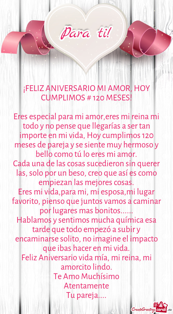 ¡FELIZ ANIVERSARIO MI AMOR, HOY CUMPLIMOS # 120 MESES