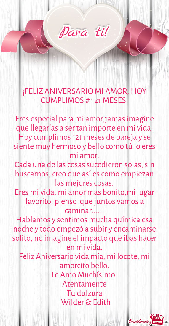 ¡FELIZ ANIVERSARIO MI AMOR, HOY CUMPLIMOS # 121 MESES