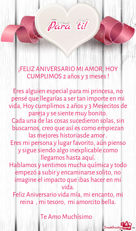 ¡FELIZ ANIVERSARIO MI AMOR, HOY CUMPLIMOS 2 años y 3 meses