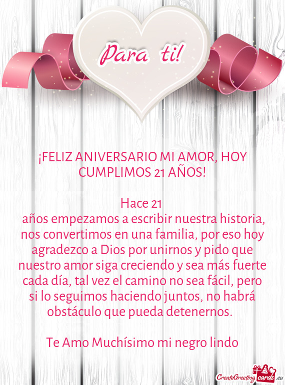 ¡FELIZ ANIVERSARIO MI AMOR, HOY CUMPLIMOS 21 AÑOS