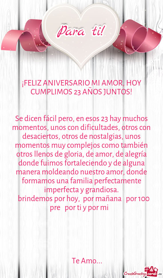 ¡FELIZ ANIVERSARIO MI AMOR, HOY CUMPLIMOS 23 AÑOS JUNTOS
