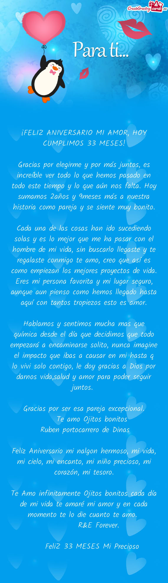 ¡FELIZ ANIVERSARIO MI AMOR, HOY CUMPLIMOS 33 MESES