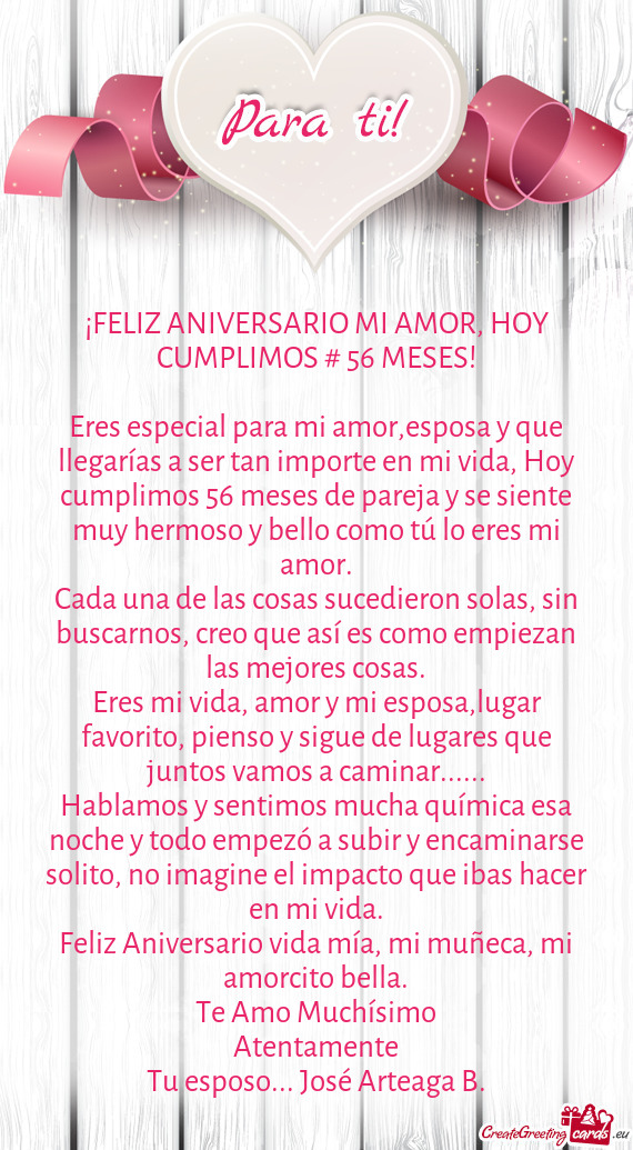 ¡FELIZ ANIVERSARIO MI AMOR, HOY CUMPLIMOS # 56 MESES