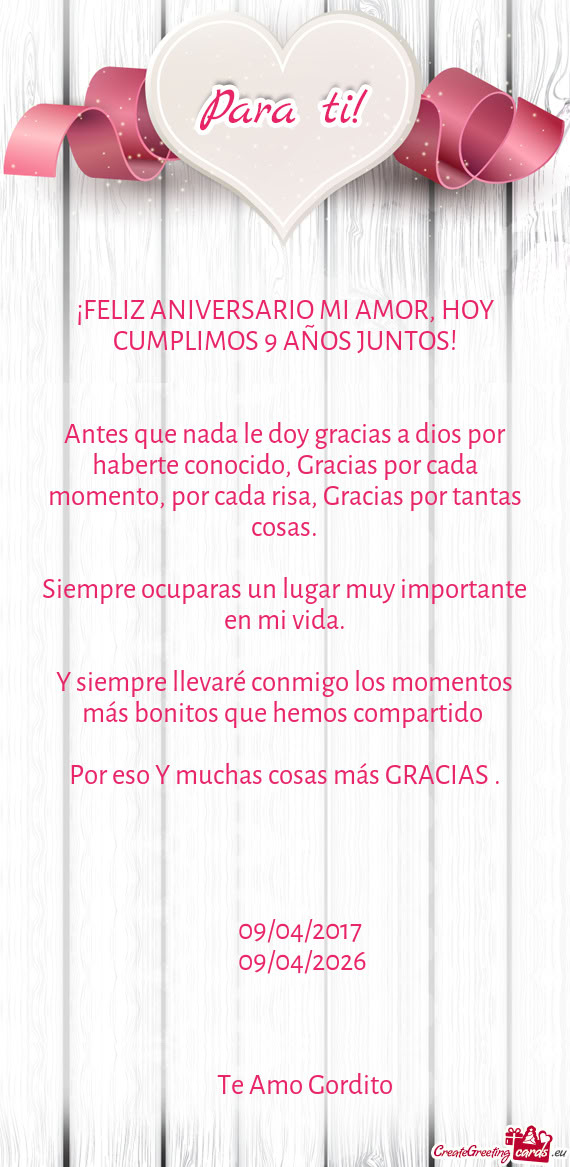 ¡FELIZ ANIVERSARIO MI AMOR, HOY CUMPLIMOS 9 AÑOS JUNTOS