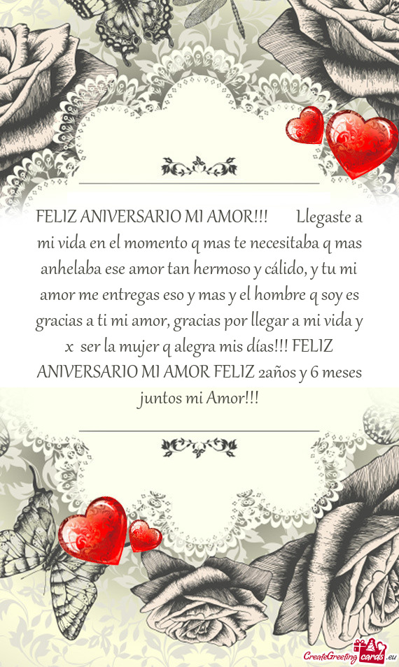 FELIZ ANIVERSARIO MI AMOR!!!  Llegaste a mi vida en el momento q mas te necesitaba q mas anhel