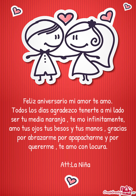 Feliz aniversario mi amor te amo