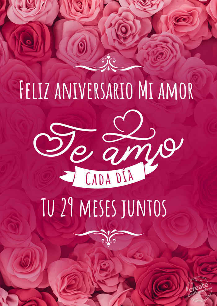 Feliz aniversario Mi amor Tu 29 meses juntos