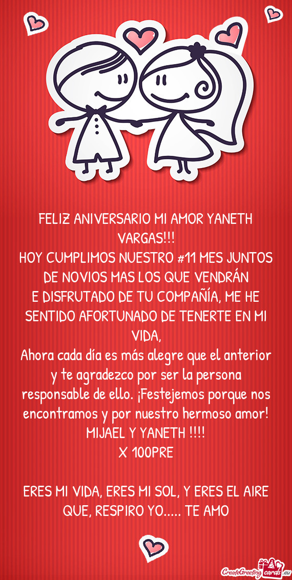 FELIZ ANIVERSARIO MI AMOR YANETH VARGAS