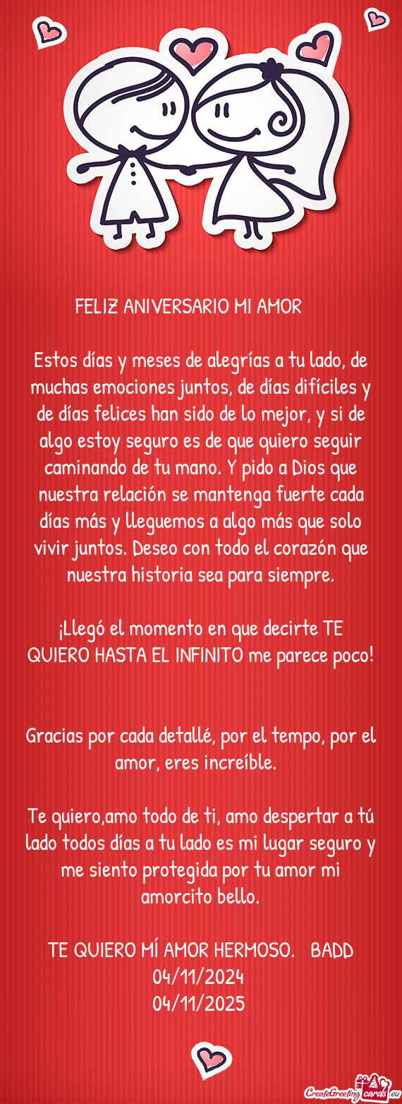 FELIZ ANIVERSARIO MI AMOR❤❤️🥰😍