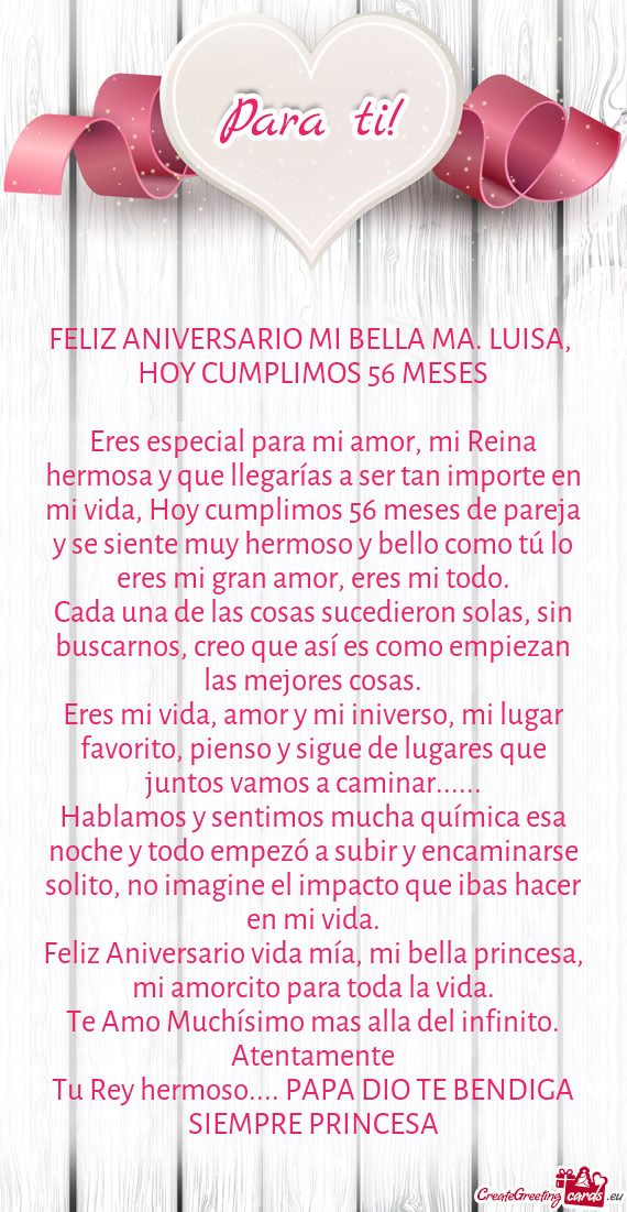 FELIZ ANIVERSARIO MI BELLA MA. LUISA