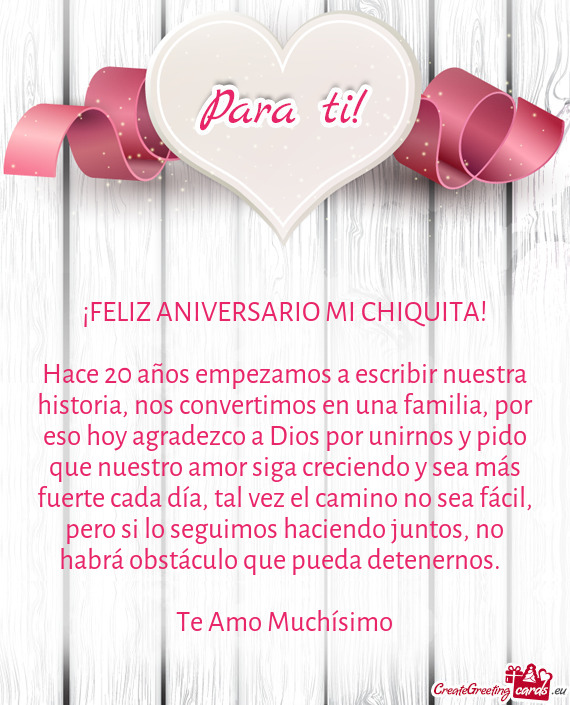 ¡FELIZ ANIVERSARIO MI CHIQUITA