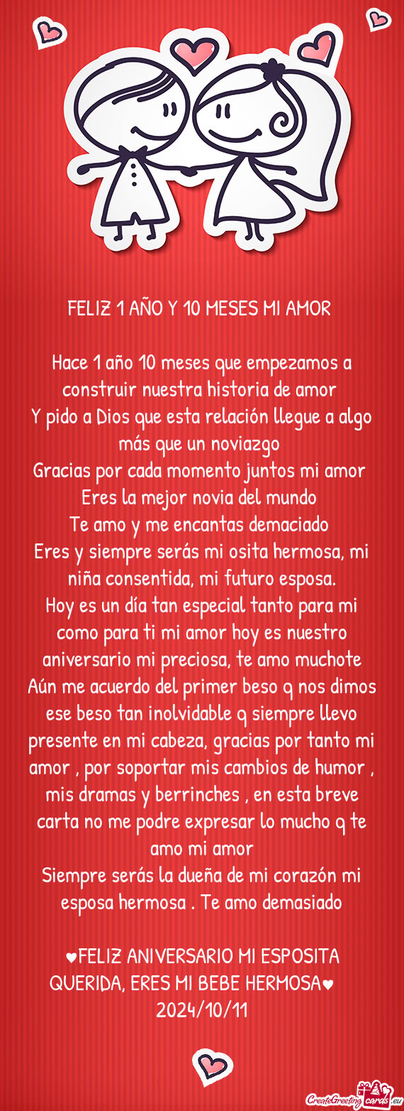 ♥FELIZ ANIVERSARIO MI ESPOSITA QUERIDA, ERES MI BEBE HERMOSA♥  ❤️2024/10/11❤️