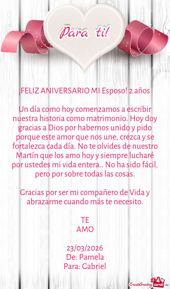 ¡FELIZ ANIVERSARIO MI Esposo! 2 años
