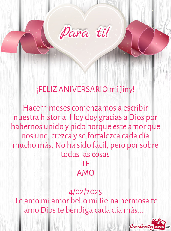 ¡FELIZ ANIVERSARIO mí Jiny