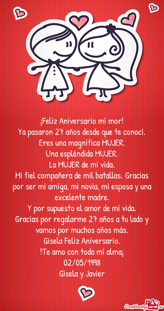 ¡Feliz Aniversario mí mor