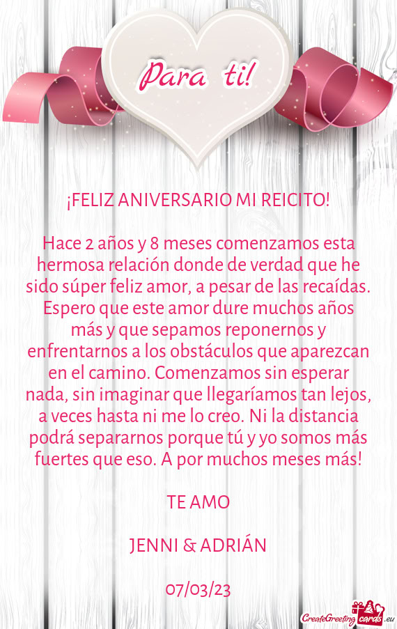¡FELIZ ANIVERSARIO MI REICITO