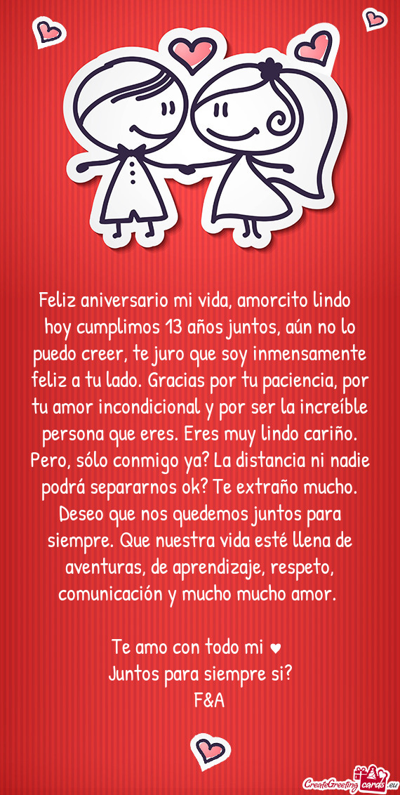 Feliz aniversario mi vida, amorcito lindo🥹🩷 hoy cumplimos 13 años juntos, aún no lo puedo cr