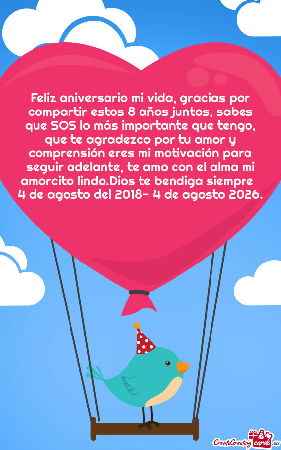 Feliz aniversario mi vida, gracias por compartir estos 8 años juntos, sabes que SOS lo más importa