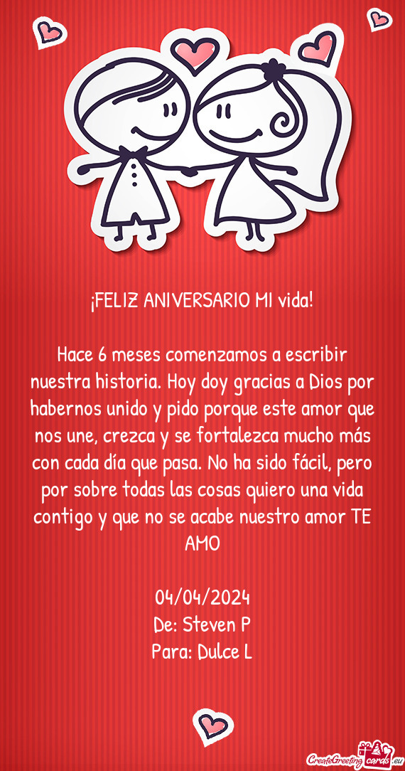 ¡FELIZ ANIVERSARIO MI vida