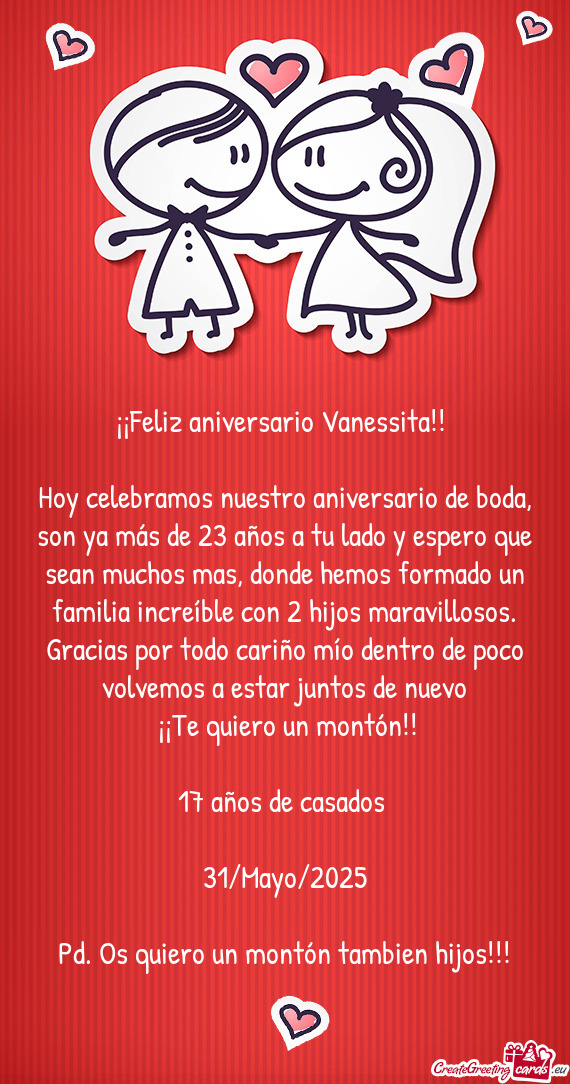 ¡¡Feliz aniversario Vanessita