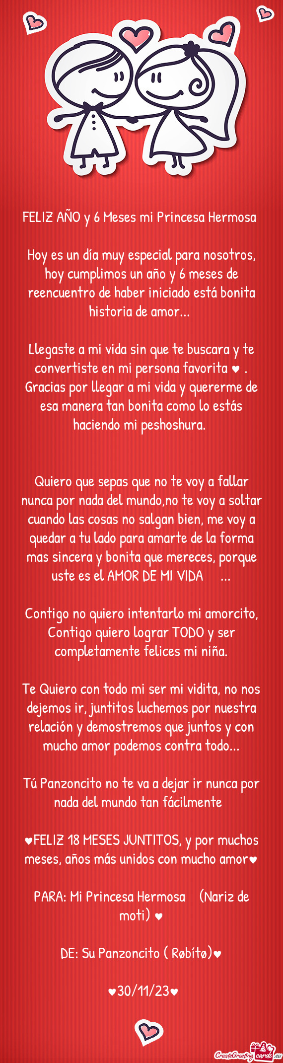 FELIZ AÑO y 6 Meses mi Princesa Hermosa