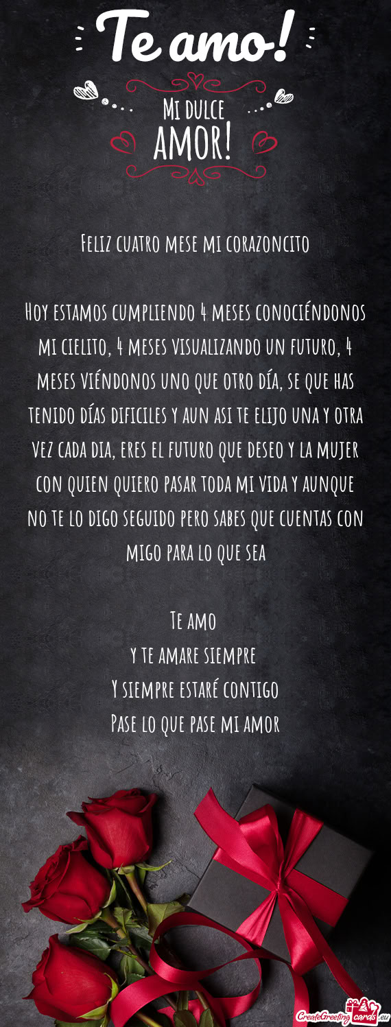 Feliz cuatro mese mi corazoncito