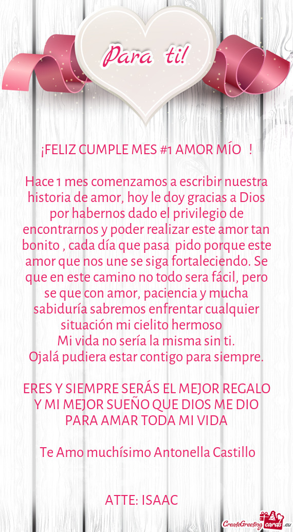 ¡FELIZ CUMPLE MES #1 AMOR MÍO 💙✨