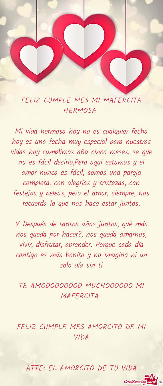FELIZ CUMPLE MES MI MAFERCITA HERMOSA