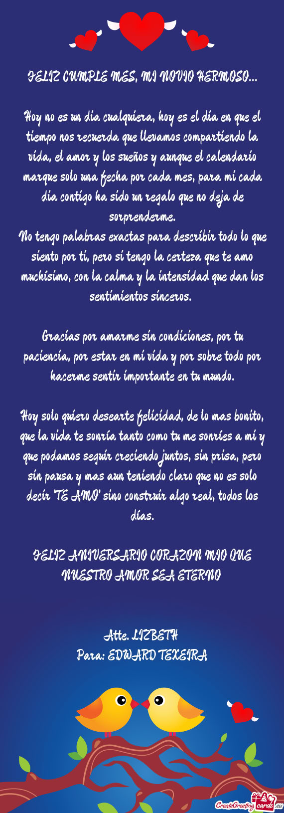 FELIZ CUMPLE MES, MI NOVIO HERMOSO