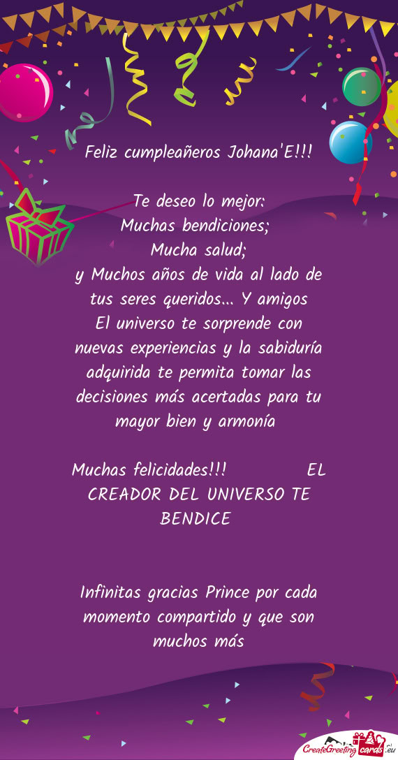 Feliz cumpleañeros Johana