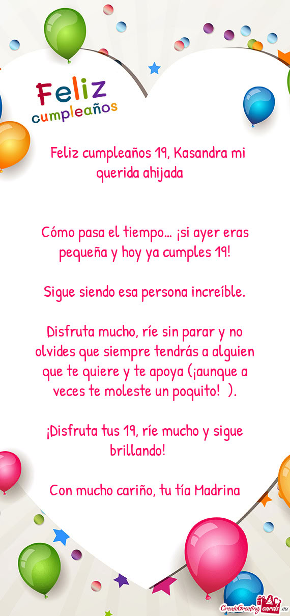 ✨ Feliz cumpleaños 19, Kasandra mi querida ahijada ✨