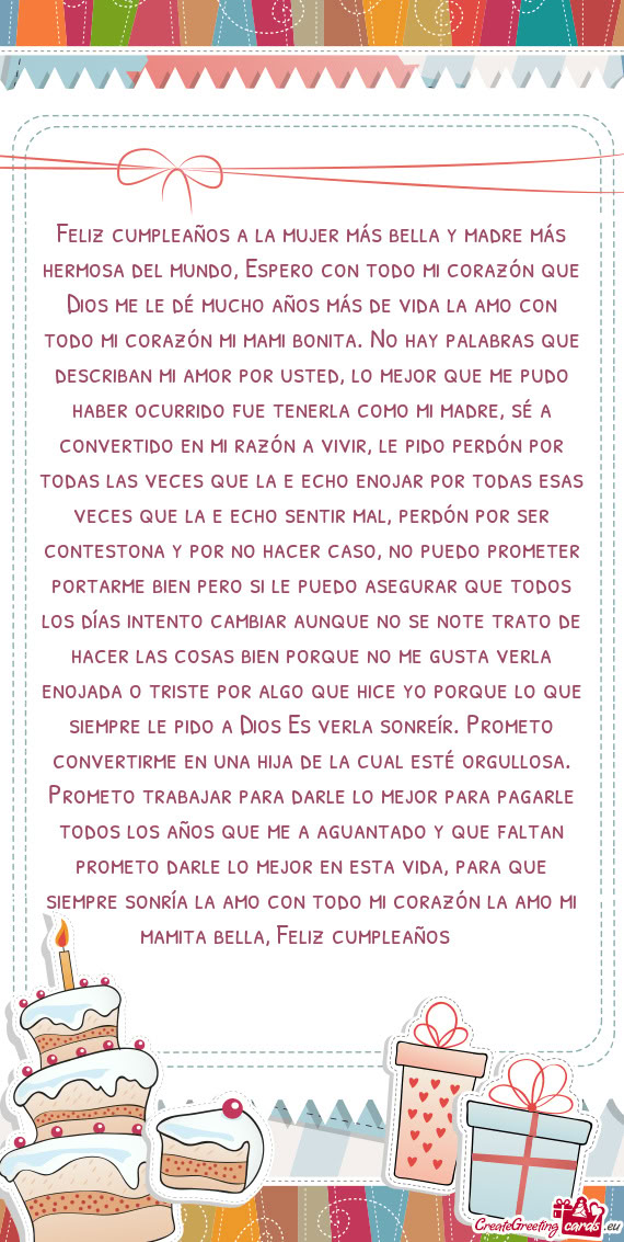 Feliz cumpleaños a la mujer más bella y madre más hermosa del mundo, Espero con todo mi corazón