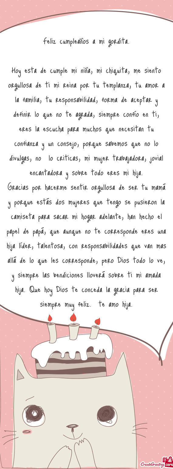 Feliz cumpleaños a mi gordita