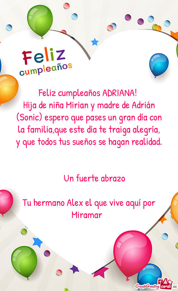 Feliz cumpleaños ADRIANA